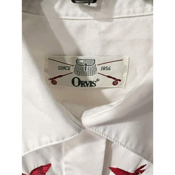 Orvis Shirt Womens 14 Cardinals Button Down Embroidered Blouse Nature Whimsical - Picture 3 of 9